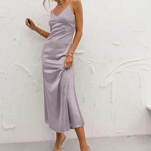 Dusty Purple Satin Shein spaghetti strap dress